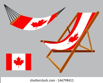 canada hammock and deck chair set against gray background, abstract vector art illustration