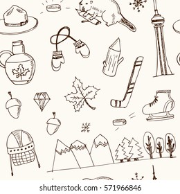 Canada hand drawn icon doodle seamless pattern vector illustration