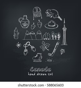 Canada hand drawn icon doodle set vector illustration