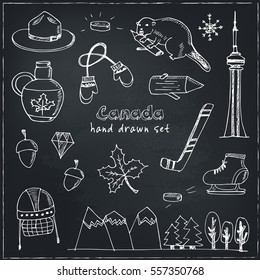 Canada hand drawn icon vector doodle set