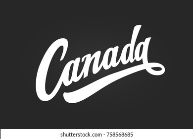 Canada hand written lettering typography. Modern brush calligraphy for poster, print, greeting card and postcard. Vector illustration