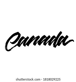 Canada. handwritten country name. typography design. Hand written type. Simple vector sign. Vector illustration.