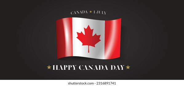 Canada happy day greeting card, banner with template text vector illustration. Canadian memorial holiday 1st of July design element with flag with maple leaf