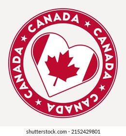 Canada heart flag badge. From Canada with love logo. Support the country flag stamp. Vector illustration.