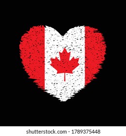 Canada Heart Shape Flag Grunge Distress Vintage Style