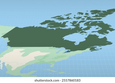 Canada highlighted on a detailed map, geographic location of Canada. Vector Map.