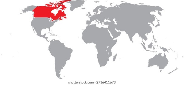 Canadá destacado en el diseño del Vector del mapa mundial