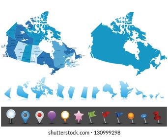 Canada - highly detailed map.All elements are separated in editable layers clearly labeled. Vector