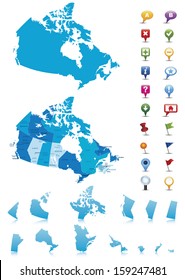 Canada - highly detailed map.All elements are separated in editable layers clearly labeled. Vector 