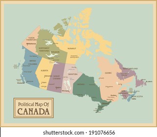 Canada - highly detailed map.All elements are separated in editable layers clearly labeled. Vector 