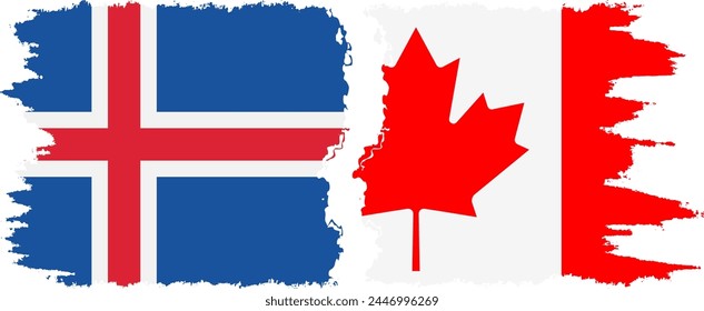 Canada and Iceland grunge flags connection, vector