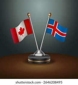 Canada and Iceland table flags relation with gradient backgrund