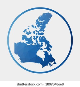 Canada icon. Polygonal map of the country in gradient ring. Round low poly Canada sign. Vector illustration.