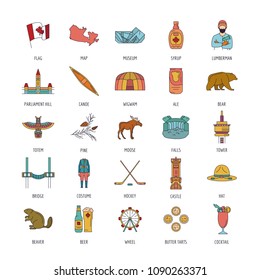 Canada icon set. Cartoon Canada set vector for web design isolated on white background