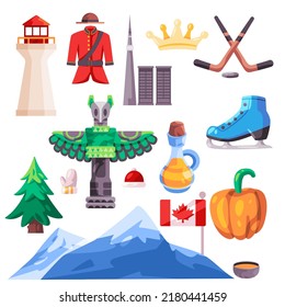 Canada icon set collection of graphic illustration canadian cartoon element national symbol tourism