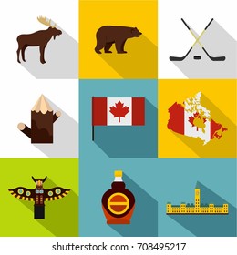 Canada icon set. Flat style set of 9 Canada vector icons for web design