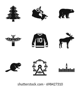 Canada icon set. Simple style set of 9 Canada vector icons for web isolated on white background