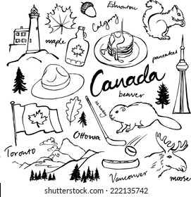 Canada Icon Vector Doodle Set