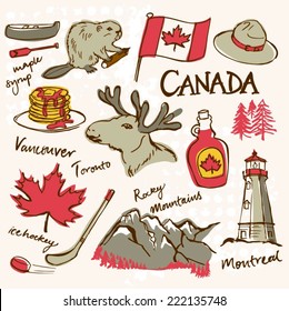 Canada icon vector doodle set