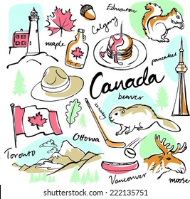 Canada icon vector doodle set