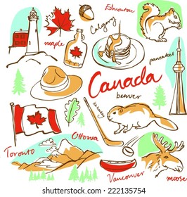 Canada icon vector doodle set