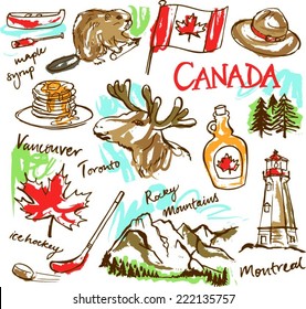 Canada icon vector doodle set