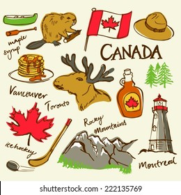 Canada icon vector doodle set