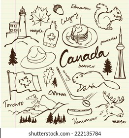 Canada icon vector doodle set