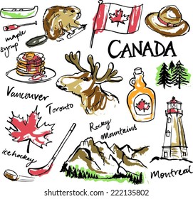 Canada icon vector doodle set