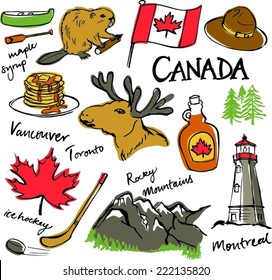 Canada icon vector doodle set