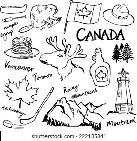 Canada icon vector doodle set