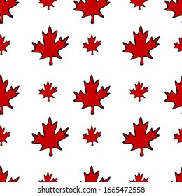 Canada icons seamless pattern. Sketch vector illustration, doodle elements, Isolated Canada national elements, Travel to Canada pattern for cards and web pages