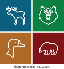 canada icons set. Set of 4 canada outline icons such as bear, moose