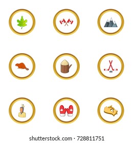 Canada icons set. cartoon style set of 9 canada vector icons for web design