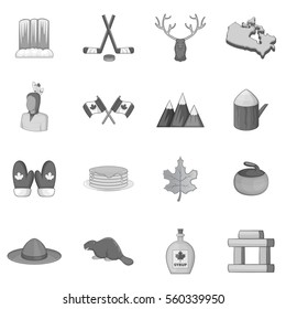 Canada icons set in monochrome style isolated on white background