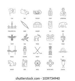 Canada icons set. Outline illustration of 25 Canada vector icons for web and advertising