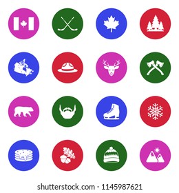 Canada Icons. White Flat Design In Circle. Vector Illustration. 