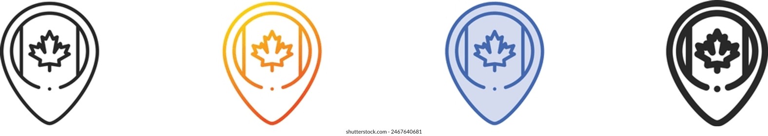 canada icon.Thin Linear, Gradient, Blue Stroke and bold Style Design Isolated On White Background