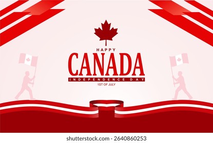 Canada Independence Day Celebration with Maple Leaf Flag and National Landmarks. Canada Day.