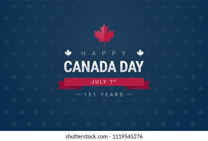 Canada Independence Day greeting card - Canadian maple leaf, Happy Canada Day, July 1st typography - vector holiday celebration background