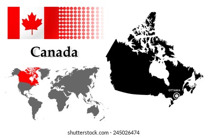 Canada info graphic with flag , location in world map, Map and the capital ,Ottawa, location.(EPS10 Separate part by part)