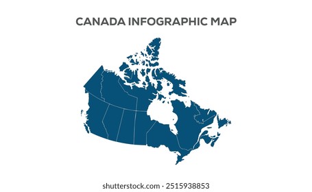 Canada Infographic Map, Very high resolution canada map, isolated on white background. Infographic, Flat Earth, Globe similar worldmap icon. annual report, Travel worldwide, map silhouette backdrop.