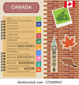Canada infographics, statistical data, sights. Vector illustration