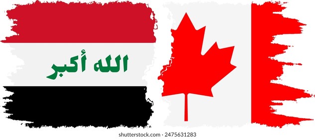 Canada and Iraq grunge flags connection, vector