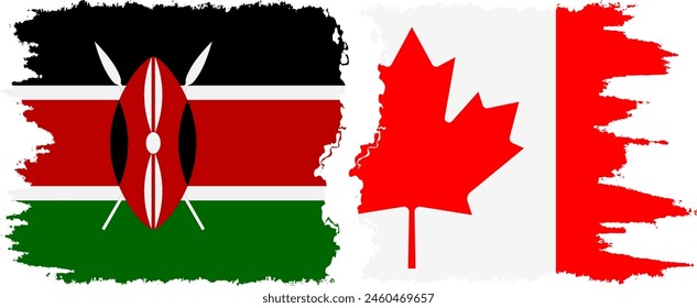 Banderas de grunge de Canadá y Kenia conexión, Vector