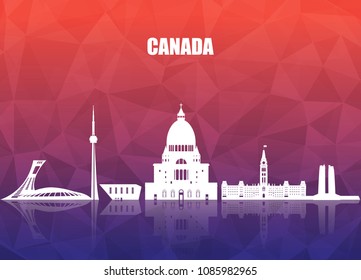 Canada Landmark Global Travel And Journey paper background. Vector Design Template.used for your advertisement, book, banner, template, travel business or presentation