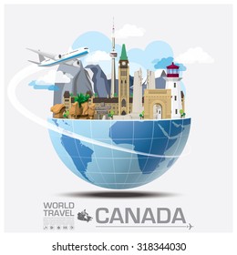 Canada Landmark Global Travel And Journey Infographic Vector Design Template