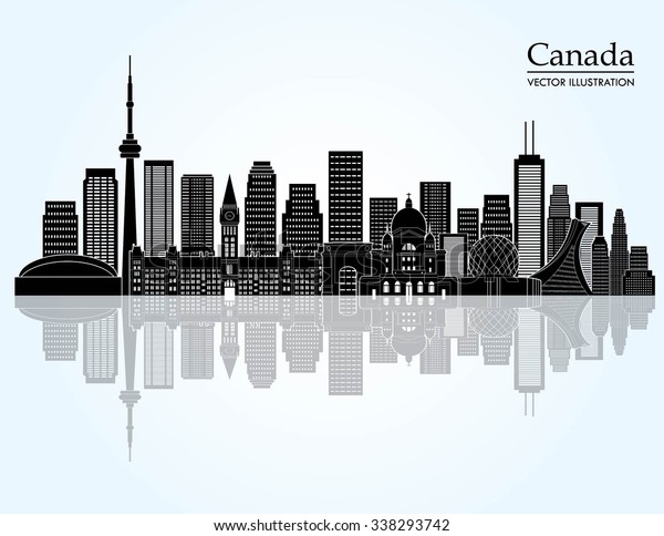 Canada Landmark\
Skyline. Vector\
illustration