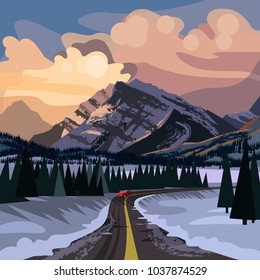 Canada landscape with mountains and forest