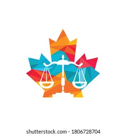 Diseño del logotipo del vector de la ley del Canadá. Concepto del logotipo vectorial de la firma de abogados.